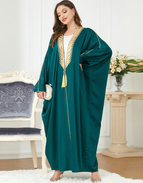 Casual Style Tassel Front Open Abaya for Women